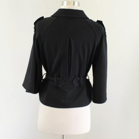 THEORY AMADI BELTED CROPPED TRENCH COAT UTILITY JACKET BELLED SLEEVES - Picture 3 of 11